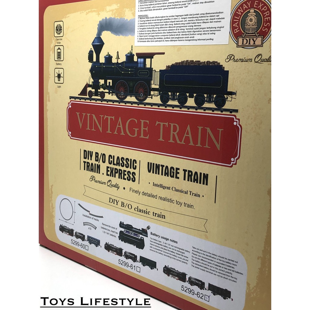 Mainan Anak Kereta Api / Vintage Classic Train w/ Track Set (PREMIUM)