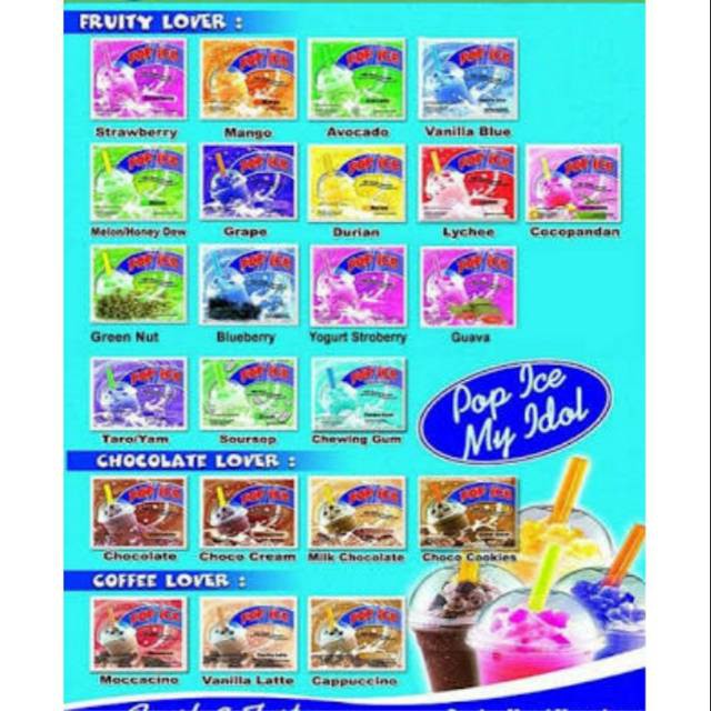 

Minuman Pop Ice es Blender aneka rasa isi 10 sachet (@25gr)