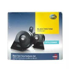 Klakson Hella Black Twin Tone keong double disk Original + Relay TERMURAH Horn Set mobil sepasang