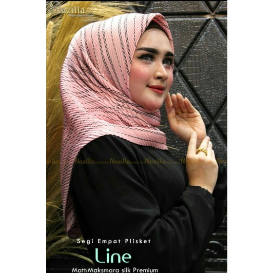 Jilbab Segi Empat Motif Plisket Polycatton Ori Nazilla-Line dusty