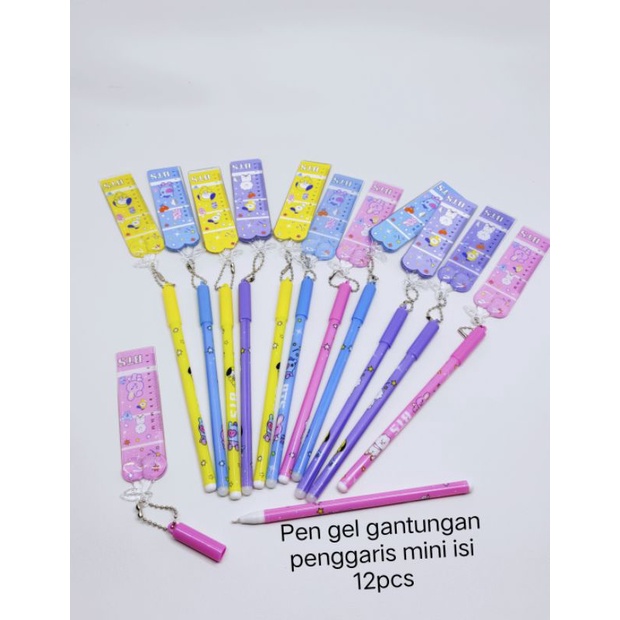 

Pulpen gel Gantungan penggaris mini BT21/ pen gel karakter isi 12pcs