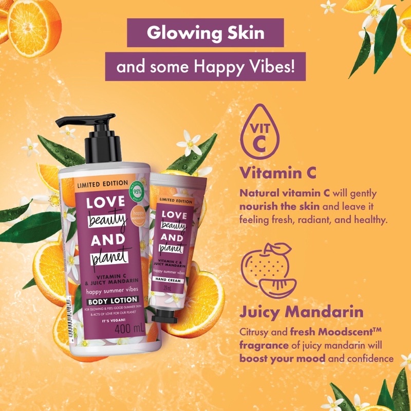 Love Beauty and Planet Hand Cream 29 ml - LBP Delicious Glow Rose Murumuru , Luscious Hydration Coconut , Tucuma Vanilla Butter, Vitamin Vit C Mandarin HandCream Lotion Tangan  ORIGINAL COD