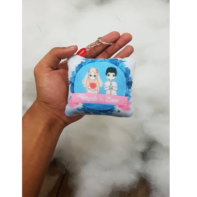 Gantungan kunci foto Bantal Mini Keychain Custom Souvenir Unik