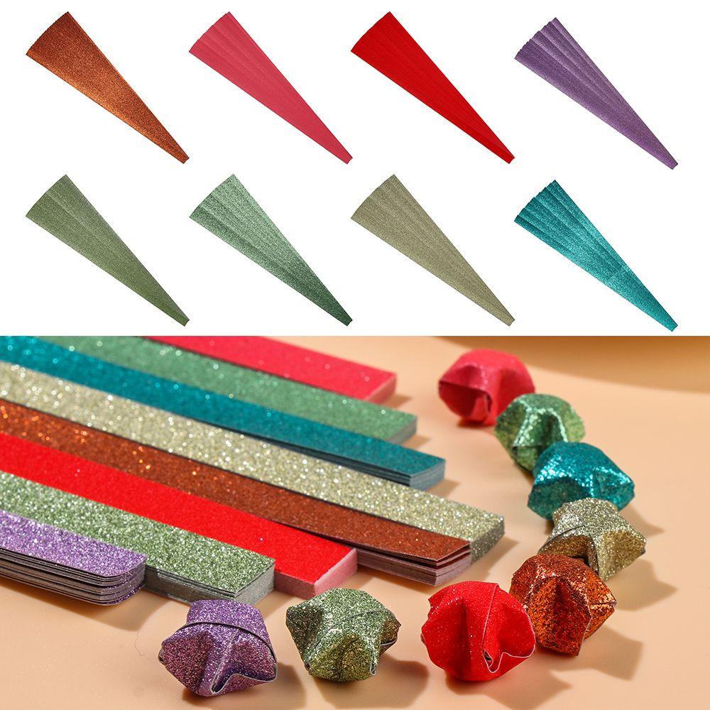 Solighter Kertas Strip Pereda Tekanan Satu Sisi DIY Kerajinan Tangan Harapan Terbaik Flash Diamond Mix-Color Origami