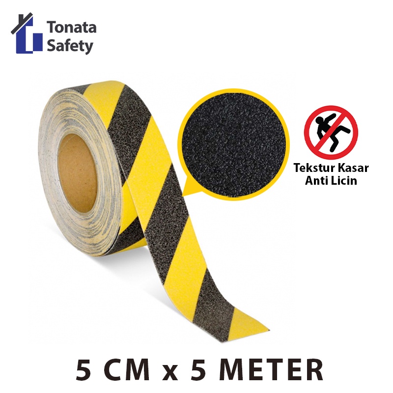 Anti Slip Tape / Lakban Anti Licin Kuning Hitam 5 cm x 5 Meter