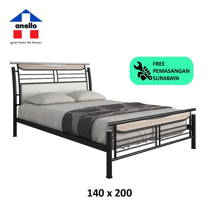 RANJANG TEMPAT TIDUR DIPAN MINIMALIS CASPIAN WARNA HITAM UKURAN 140x200
