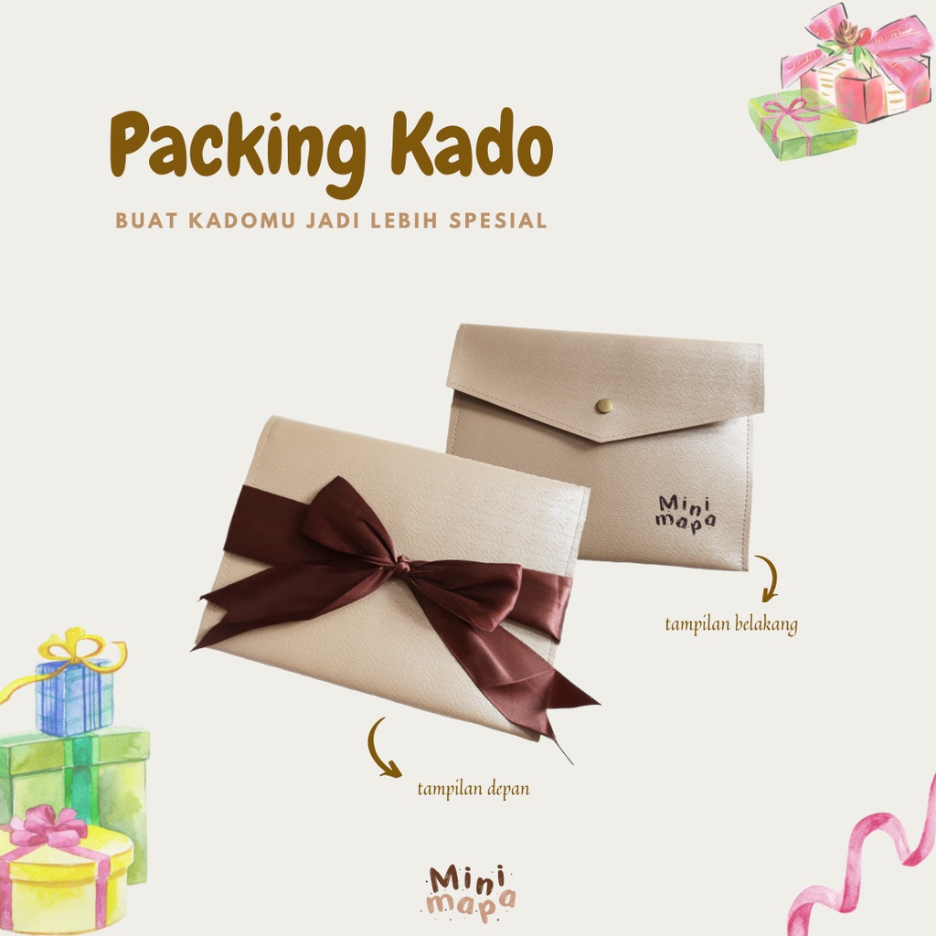 

MINIMAPA - Packing Kado tambahan PREMIUM elegan pouch kancing amplop kado kulit