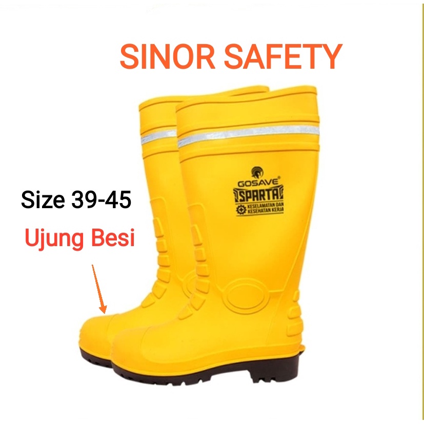 Sepatu Boot Rubber Safety GOSAVE SPARTA Karet Ujung Besi Steel Toe