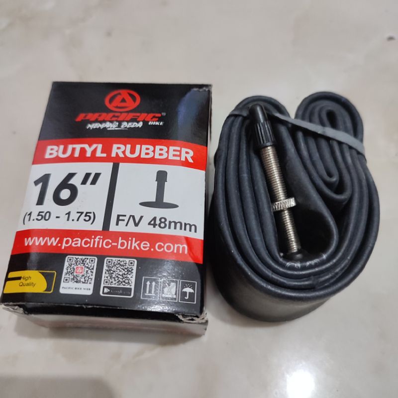 BAN DALAM SEPEDA PACIFIC / KENDA 16 INCH MURNI 305 SIZE 16x1.50 - 16x1.75 PENTIL KECIL PRESTA 48MM
