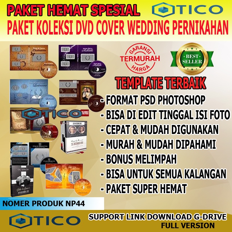 Paket Template Desain DVD Cover Wedding Pernikahan Format PSD Usaha Percetakan Multimedia Termurah Terlaris NP44