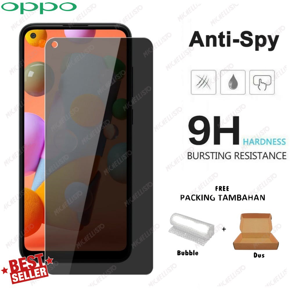 Jual Tempered Glass Anti Spy Oppo A92 A52 A53 A33 Screen Guard Anti