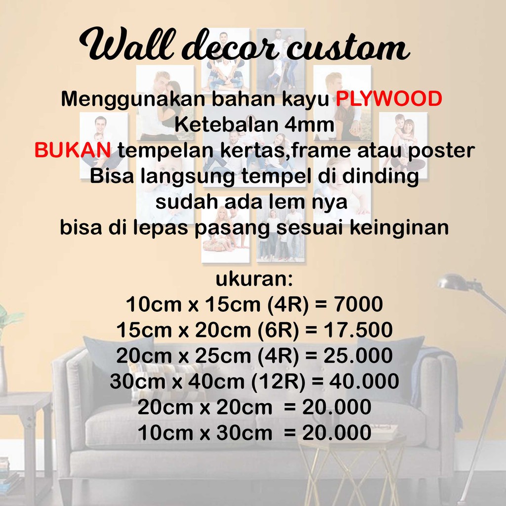 [DECOR] Custom dekorasi foto jam hiasan dinding poster tempelan Pajangan kayu bukan polaroid pigura