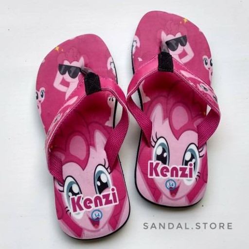 SANDAL CUSTOM NAMA ANAK/DEWASA KARAKTER LITTLEPONY - GRATIS CUSTOM SUKA SUKA