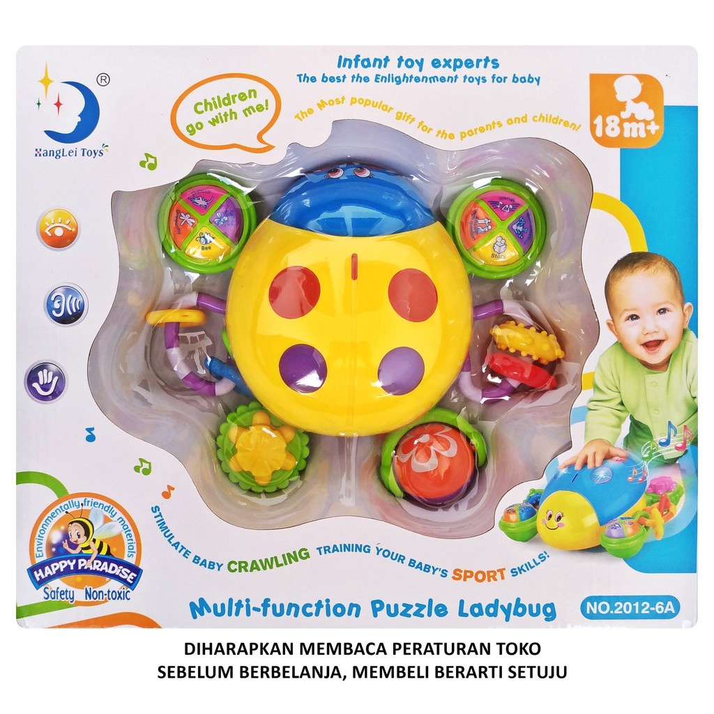 Mainan Edukasi Anak Multi Function Puzzle Lady Bug ada musik lampu