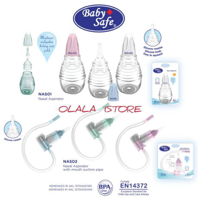 BABY SAFE - SEDOTAN INGUS ( NAS01) - NASAL ASPIRATOR WITH MOUTH SUCTION PIPE (NAS02)