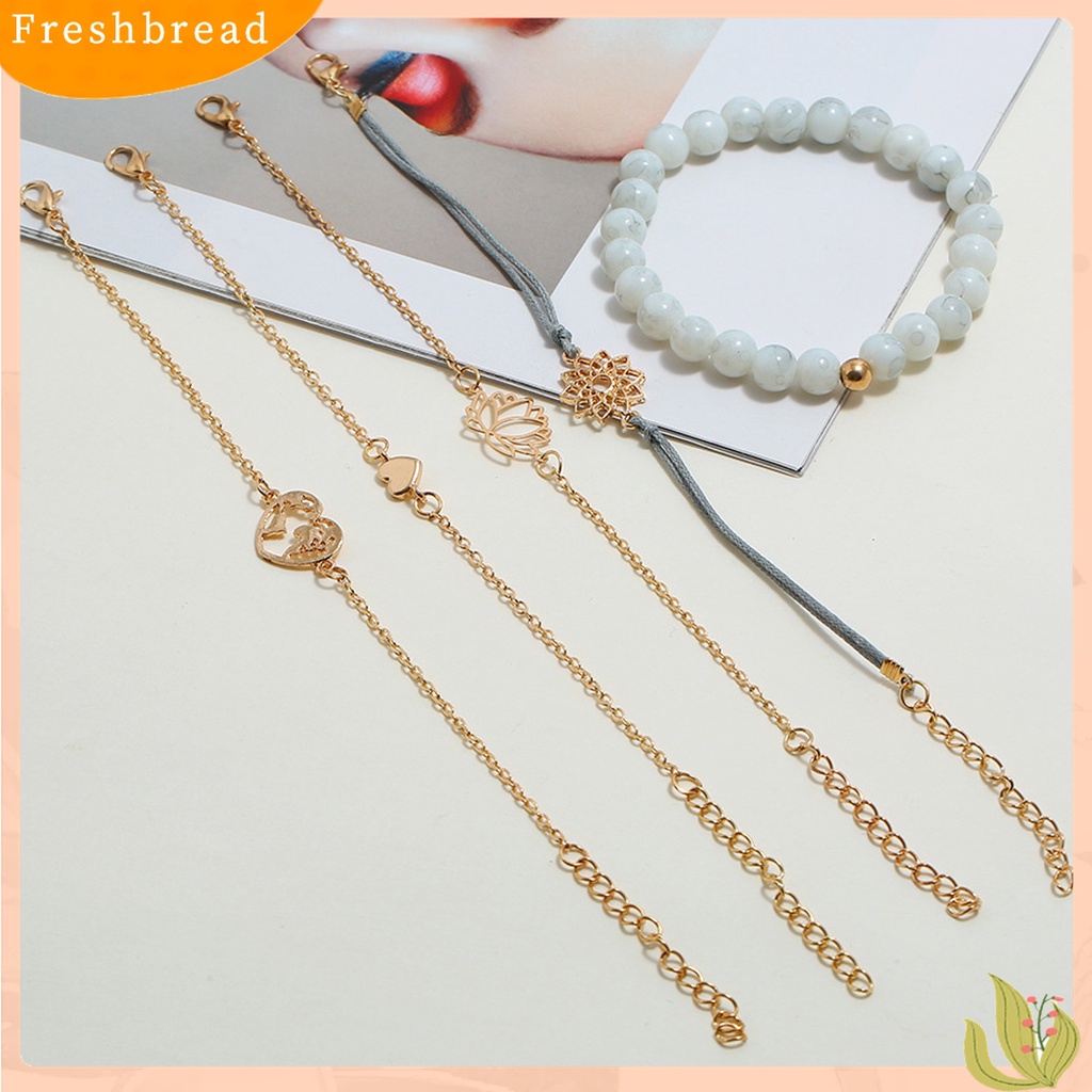 |Frebre Frebre| 5pcs Gelang Tangan Wanita Desain Bunga Teratai Hollow Adjustable Untuk Pesta