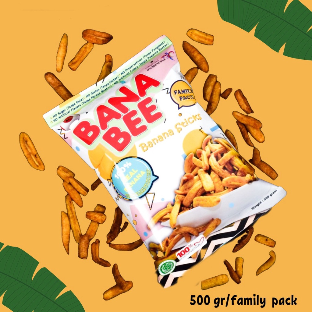 BANABEE Pisang Stick Family pack 500 gram oleh oleh keripik pisang khas Lampung | Kiiyoomii |