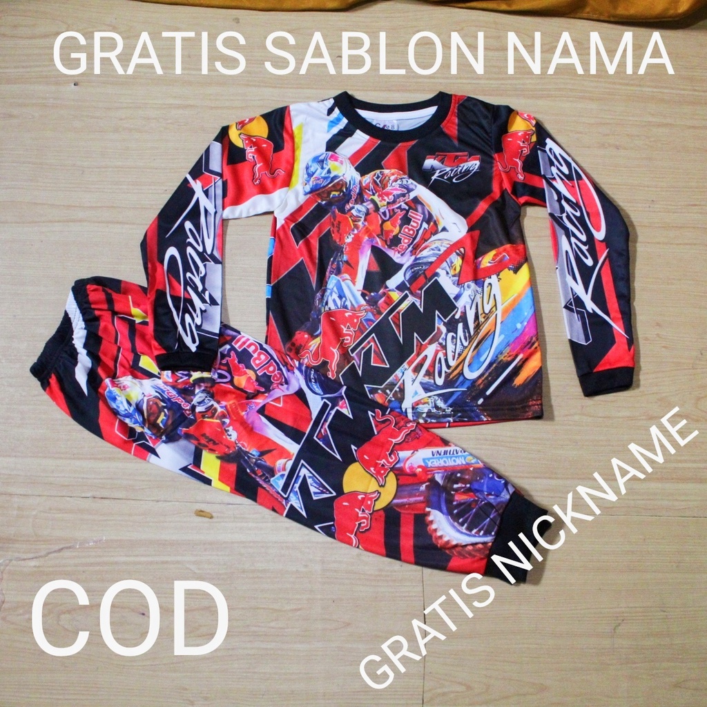 Setelan baju motor cross/baju sepeda anak/baju motor cross murah