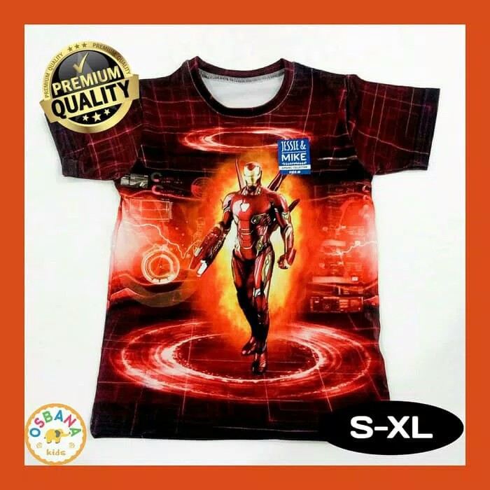 Baju Kaos Anak Karakter | Ironman | Jessie Mike (S-XL)