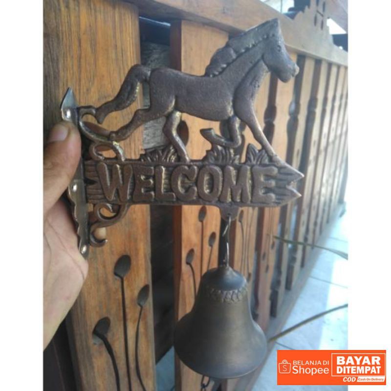 Bel Pintu Kuningan Kuda Welcome / Brass Door Bell - Bel Pintu Antik Termurah