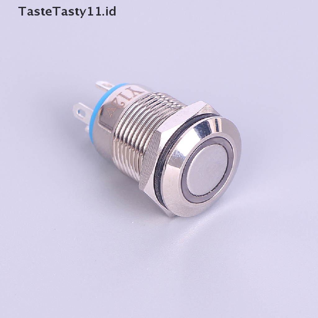 (TasteTasty) Saklar Tombol Tekan 12mm Bahan Metal Dengan Lampu LED