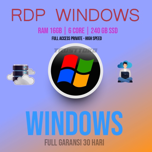 RDP WINDOWS RAM 16GB 8CPU CORE FULL ADMINISTRATOR, FULL GARANSI 30 HARI