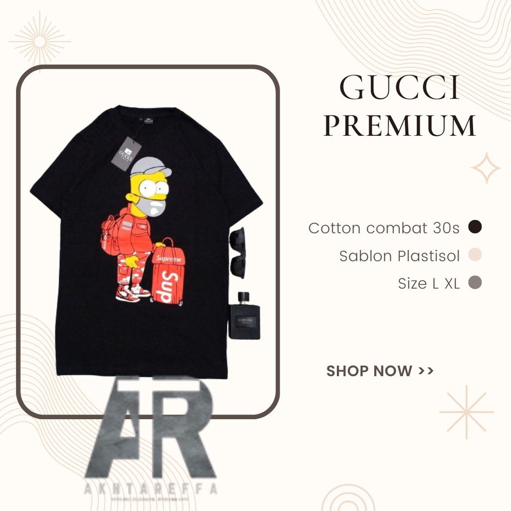 Baju Kaos Pria Branded Gucci T-Shirt Fashion Casual Man Pakaian Guci Distro Terbaru Kualitas Premium