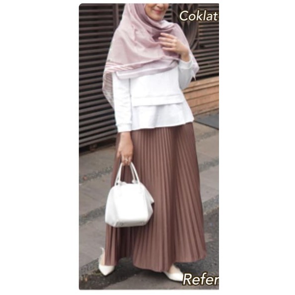 Chamele Rok Panjang Model Plisket Bahan Tebal Tidak Terawang High Quality