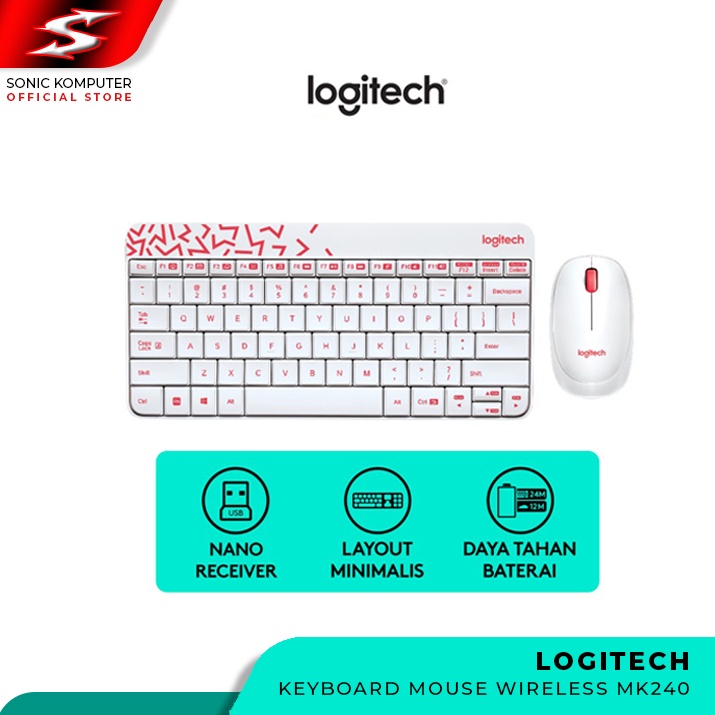 Jual Logitech MK240 Nano Wireless Keyboard+mouse