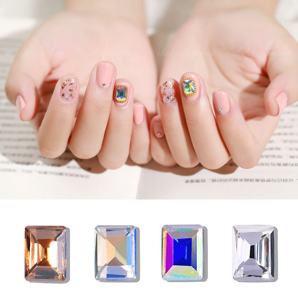 Mxbeauty 5pcs / Set Berlian Imitasi Bentuk Persegi Panjang Untuk Dekorasi Nail Art / Manicure Diy
