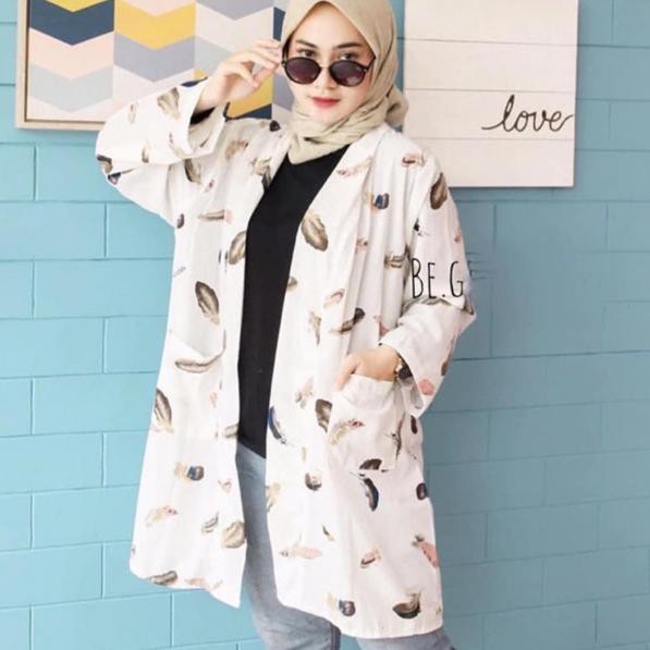 Collection Terbaru..  CARDIGAN MOTIF BULU MALAUNI LONG CARDIGAN