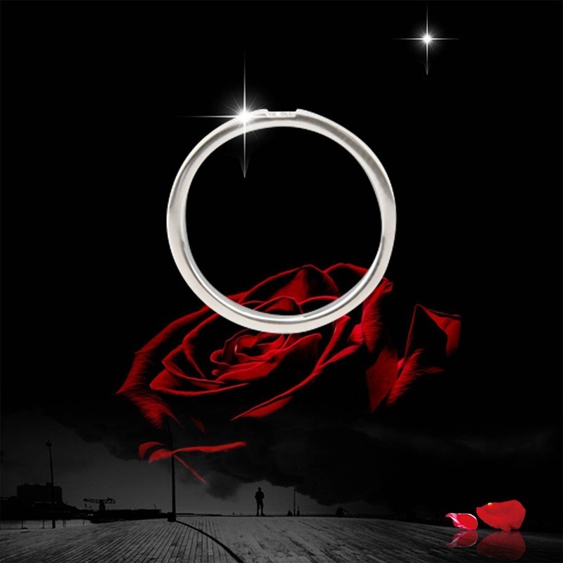 Cincin Titanium Steel Hias Berlian Imitasi Warna Rose Gold untuk Pasangan / Pria / Wanita