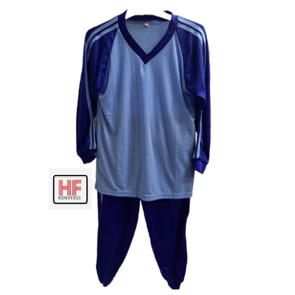 Seragam olahraga tk paud reglan biru