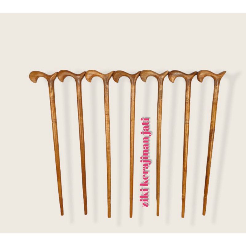 Tongkat / Teken Kayu Jati Warna Natural Kayu Jati Plituran