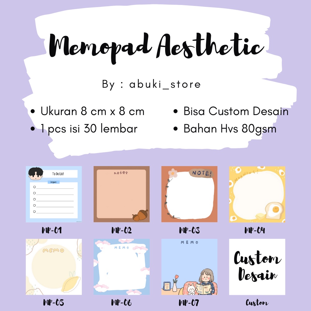 

MEMOPAD AESTHETIC CUSTOM LUCU MURAH