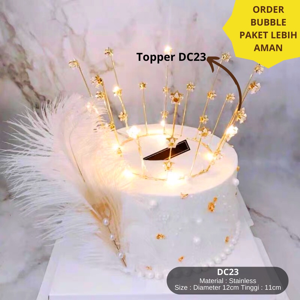 Cake Topper Crown Bintang / Hiasan Kue Mahkota / Topper Kue / Dekorasi Kue / Tusukan Kue Tart I DC23