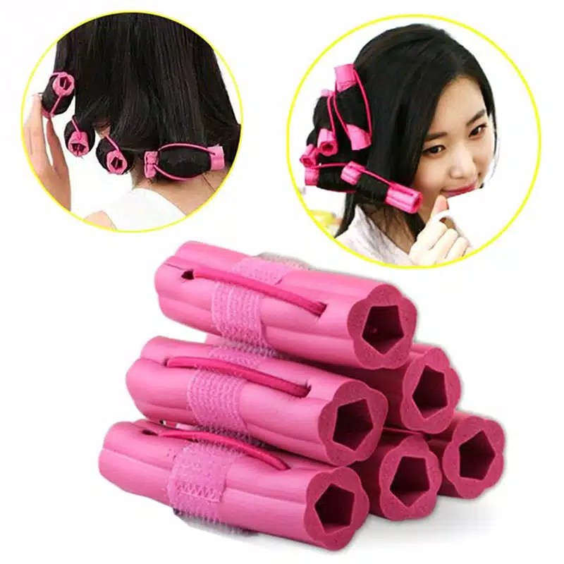 TBI Alat Pengeriting Rambut DIY 6pcs Soft Spons Hair Curler Roller Velcro