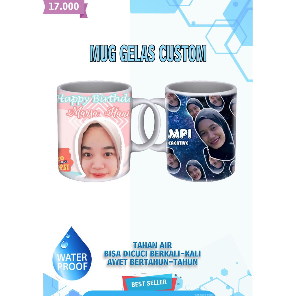 (Free Desain) Mug Gelas Custom Bebas Gambar Murah