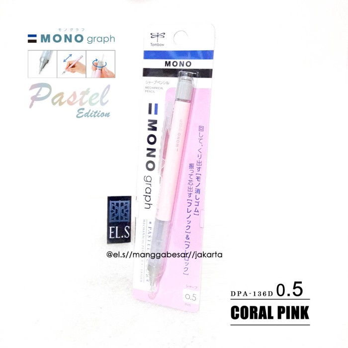 

(BISA COD) Tombow Mono Graph 0.5 Pastel Edition (Pensil Mekanik) - CORAL PINK