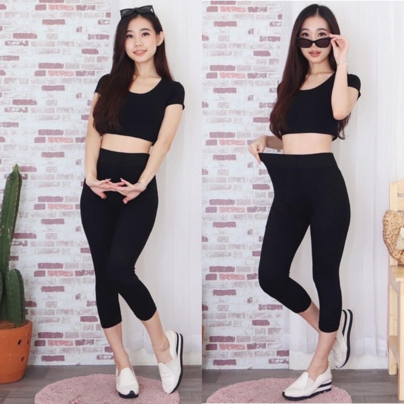 701 • Celana Legging Polos 7/8 Import • Basic Pants Legging Senam Olahraga • Bumil • Fashion Wanita