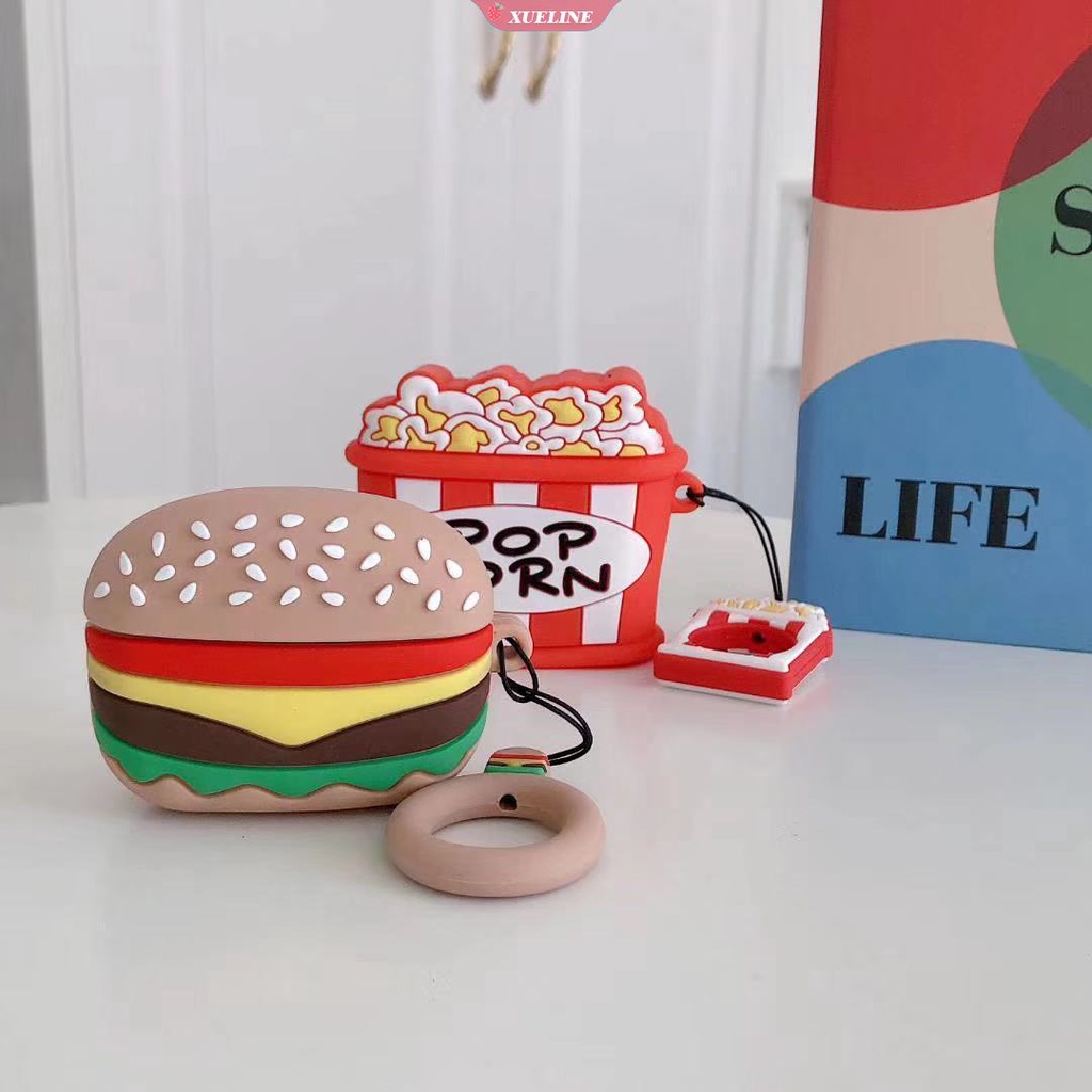 Soft Case Silikon Desain Burger Untuk AirPods 1 2 3 Pro