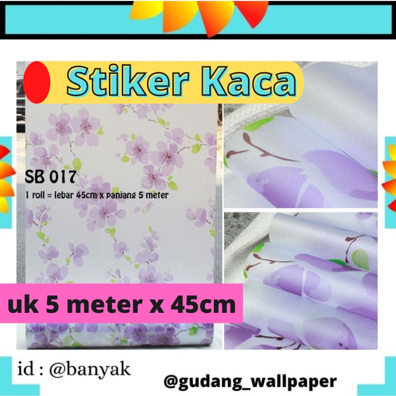 WALLSTIKER SB 017 STICKER KACA 5 METER X 45CM WALLSTICKER WALL STIKER SETIKER STICKER STIKER KACA SUNBLAST KACA JENDELA WINDOW WINDDOW MOTIF BUNGA SAKURA UNGU DEKORASI KACA PINTU MEJA MURAH BAGUS MEWAH KEREN BANYAK