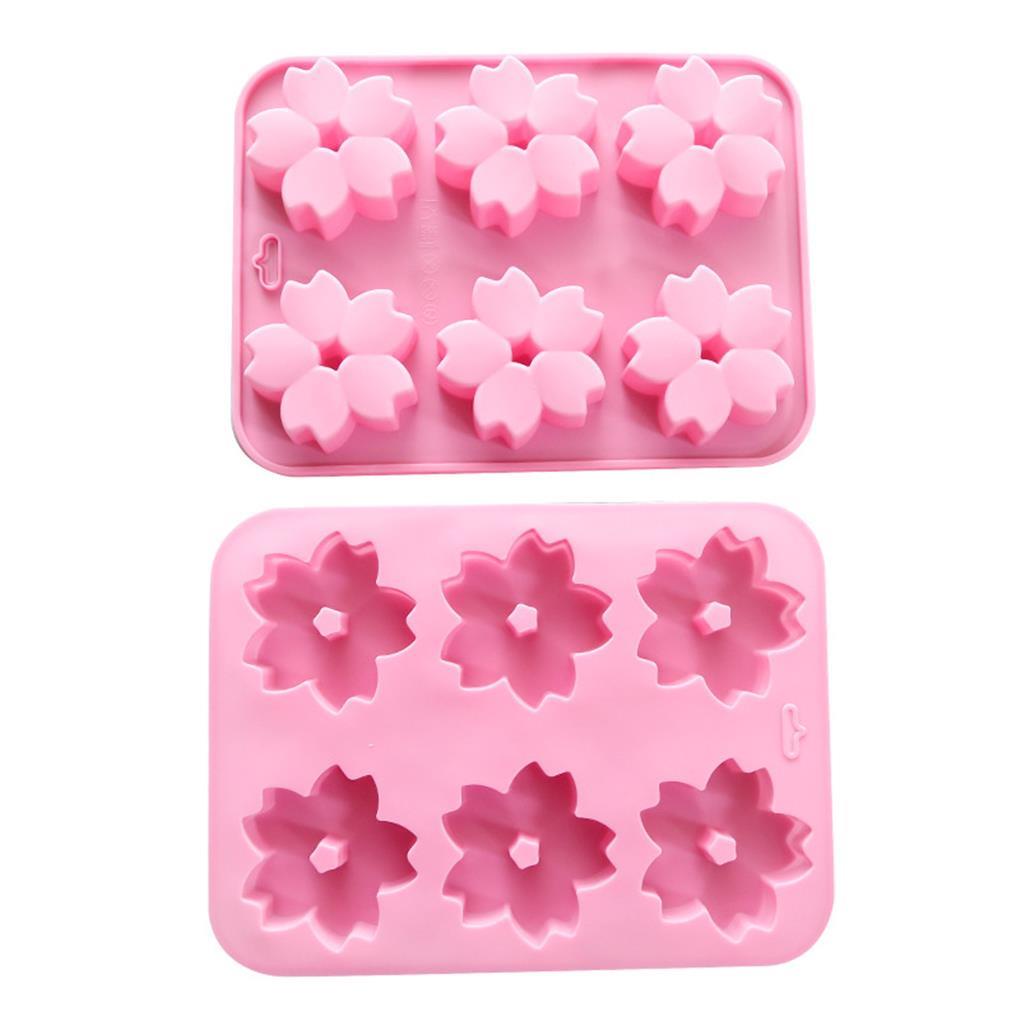 (house2020) Cetakan Kue / Coklat / Permen / Keju / Es Batu 6 Lubang Motif Sakura / Salju Bahan Silikon