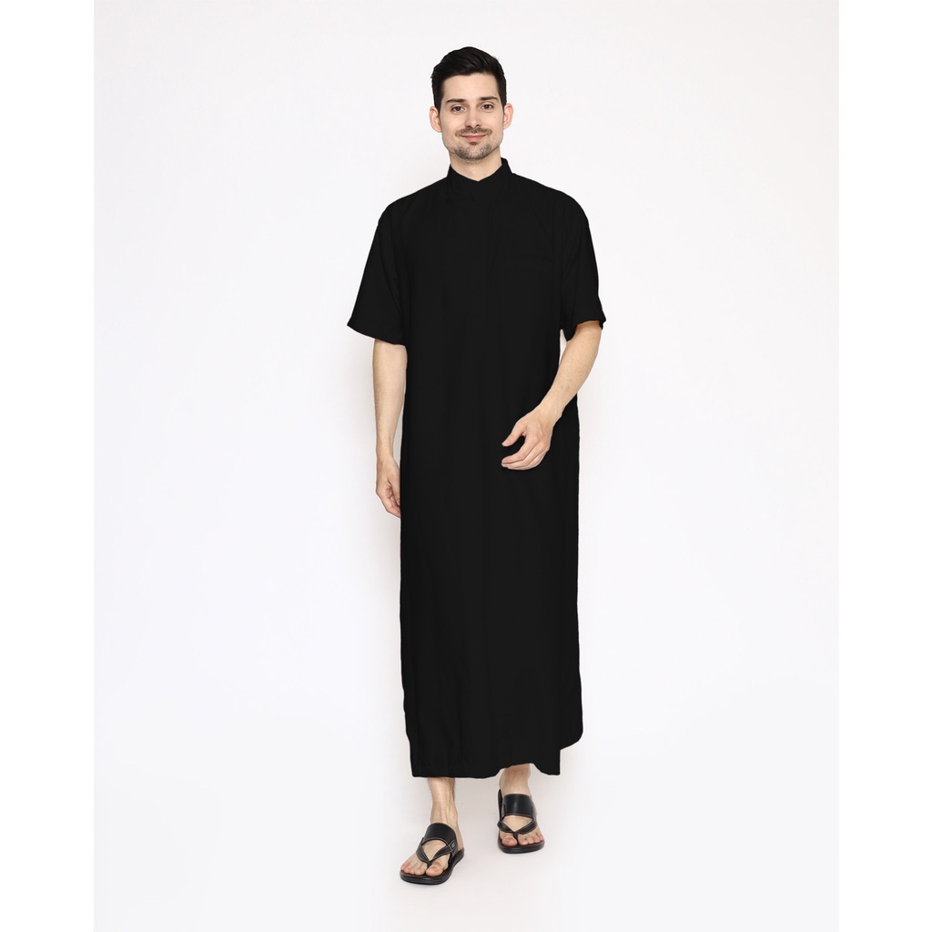 Jual Fatih Basic Gamis Pria Lengan Pendek Black | Shopee Indonesia