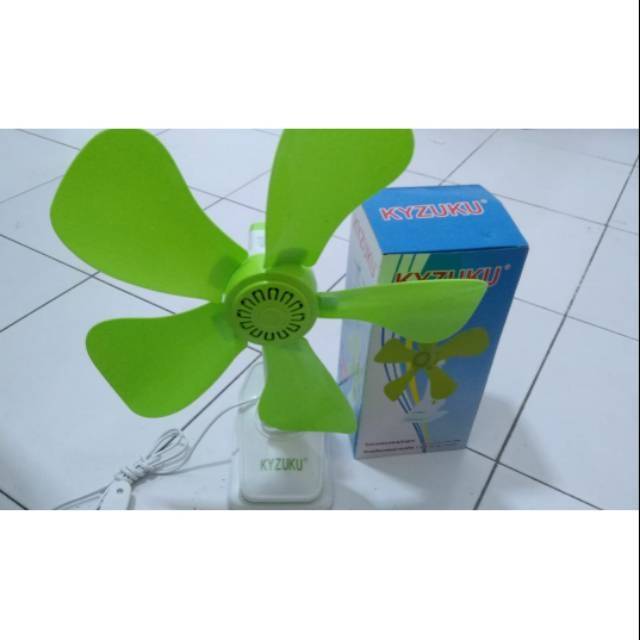 Mini fan jepit 5 baling2 hijau 26w bisa di meja