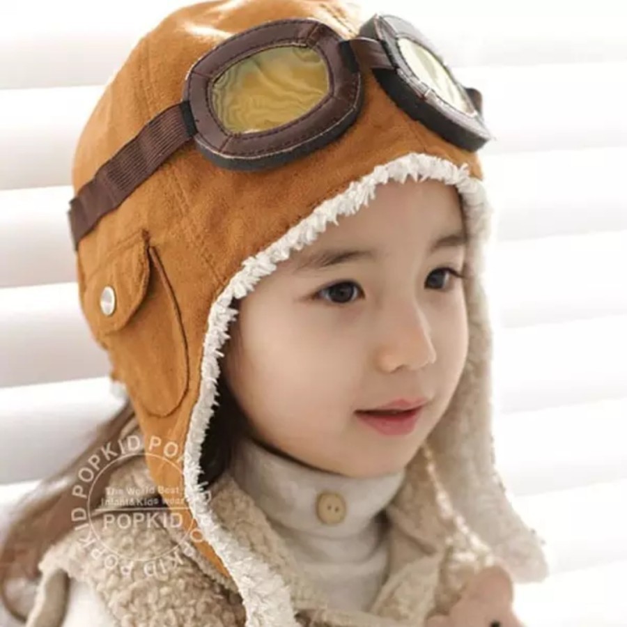 Jual Baby aviator hat with google pilot costume kids Topi pilot balita