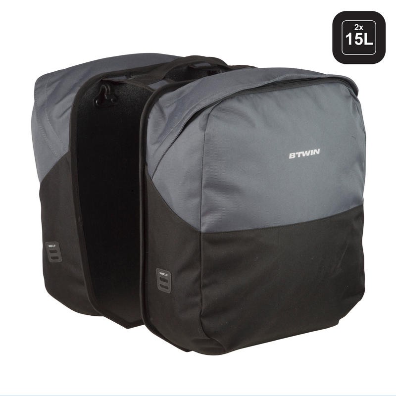 BTWIN Elops 100 Tas Ganda Sepeda Double Bag Ukuran 15L Isi 2