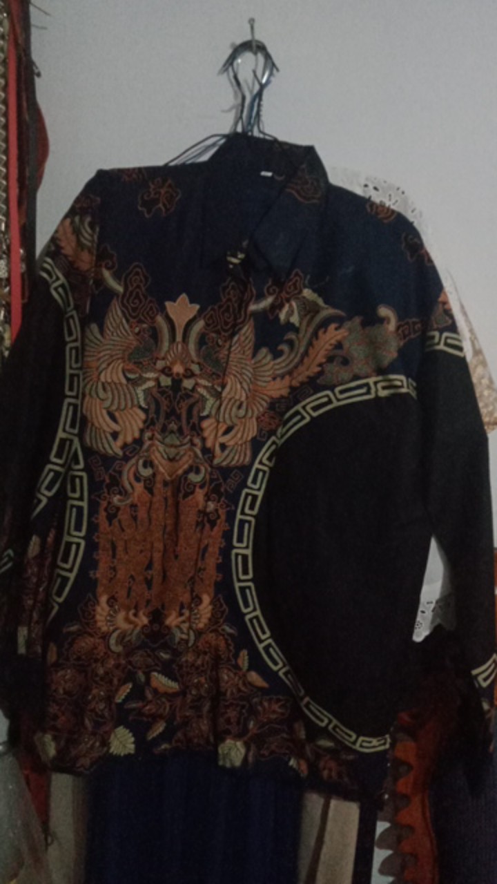 Kemeja Batik Pria Lengan Panjang Size M L Xl Xxl  Bswart Batik Hrb026 Kenongo Hem Panjang Padi