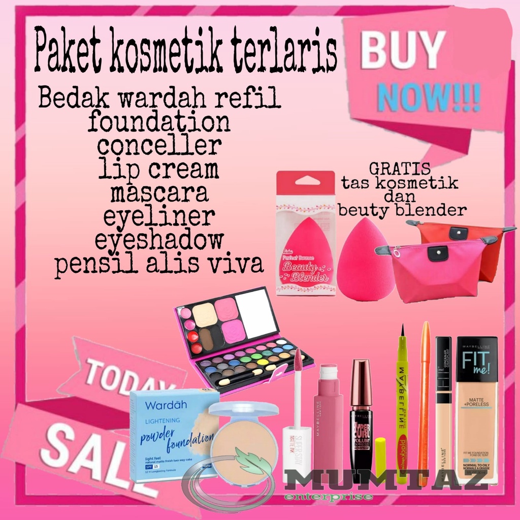 Paket kosmetik wanita murah lengkap promo super hemat make up set 7 in 1 bedak wardah refill foundat