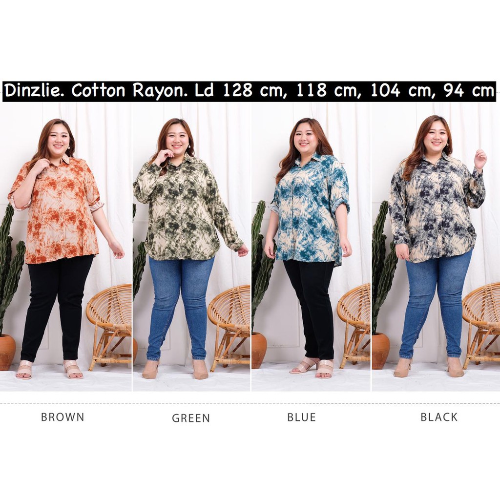 DINZLIE KEMEJA TIEDYE VINTAGE ELEGAN WANITA KATUN COTTON RAYON ADEM MEWAH